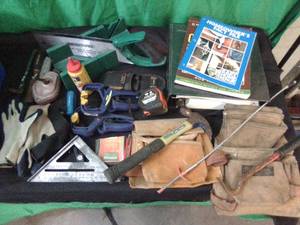 tote full of assorted hand tools