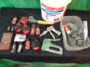 Milwaukee chalk lines and chalk, staplers, pneumatic rivet gun and more