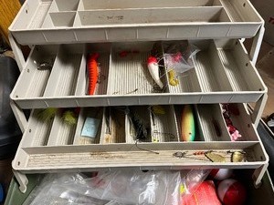 Tackle Box  Ice dipper & some Tackle
