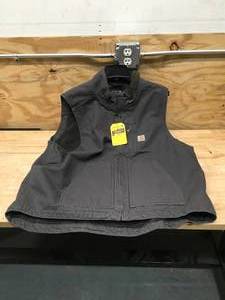lot 28 image: 2XL Washed Duck Sherpa-Lined Mock-Neck Vest Model # 0V4277-M 04192420