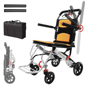 lot 40 image: Transport Wheelchair Lightweight Foldable for Adults with Bag Portable Wheelchair with Hand Brake (Amazon Return)