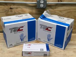 lot 50 image: TAC Lot of 2 Cases of- Powder Free Blue Nitrile Disposable Gloves- Size Large (Total of 2000 gloves)