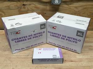 lot 51 image: TAC Lot of 2 Cases of- Power Free Blue Nitrile Disposable Gloves Size XL (total of 2000 gloves)