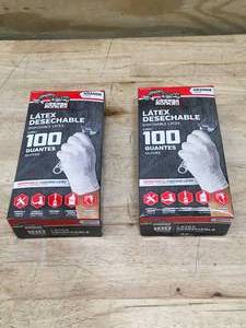 lot 62 image: Lot of 2 - Grease Monkey 100 Count Disposable Latex Gloves Size Large