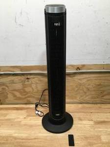 lot 139 image: Dreo 90° Oscillating Tower Fan (Comes With Remote) (Some damage) (Tested And Works)