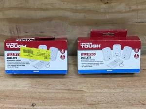 lot 159 image: Lot of 2 - Hyper Tough Wireless Outlets with Remote Control, Indoor with 3 Receivers (Untested) (Store return)