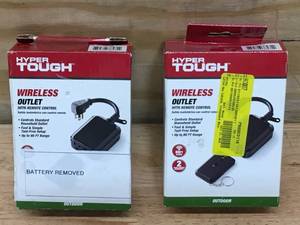 lot 160 image: Lot of 2 - IndoorOutdoor Lighting Remote Control Operated Wireless 2 Ground Power Outlets (Untested) (Store Return)