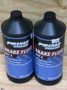 lot 161 image: Lot of 2 - Prime Guard DOT 3 Brake Fluid 1 Quart Bottle Typical Boiling Points 284 Degrees Wet 401 Degree Dry