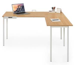 lot 127 image: ZINUS Dominic 59 Inch White Metal Corner Desk with Storage Drawer