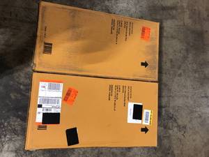 Lot of 2 StyleWell Walnut Brown Finish Backless Saddle Counter Stools (Set of 2) Customer Returns See Pieces