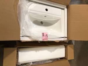 Swiss Madison Sublime Pedestal Bathroom Ceramic Vessel Sink Round Single Faucet Hole in White Customer Returns See Pictures