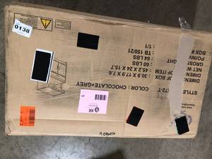 HODEDAH Chocolate-Grey Microwave Cart with Storage  Customer Returns See Pictures