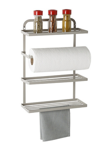 lot 96 image: New Honey-Can-Do Steel Spice Rack with Paper Towel Holder - Gray