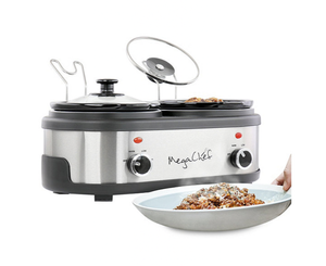 lot 99 image: New MegaChef Dual 1-12-Liter Dual Slow Cooker Crock Buffet