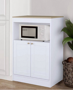 lot 112 image: New Ella Rhae Microwave Kitchen Cart - White