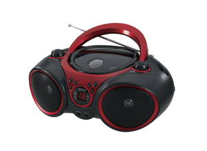 lot 126 image: New Red & Black Jensen Stereo CD Boombox