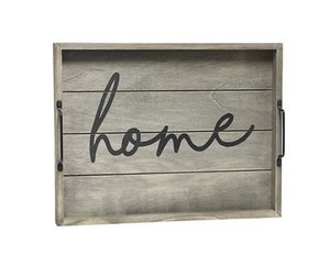 lot 134 image: New Elegant Designs Home 15.5 x 12 Wood Serving Tray with Handles