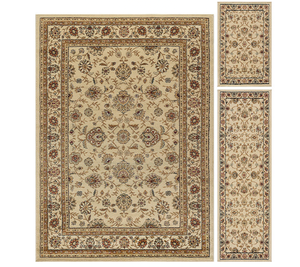 lot 154 image: New Tayse Rugs Floral Border 3-Pc. Rug Set - Ivory