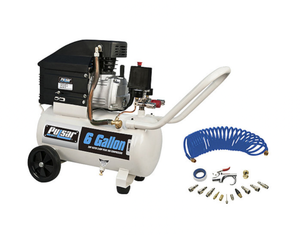 lot 174 image: New Pulsar 6-Gallon Horizontal Electric Air Compressor