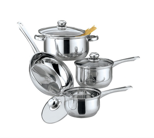 lot 176 image: New Gourmet Edge 7-Pc. Stainless Steel Cookware Set with Stainless Steel Handles