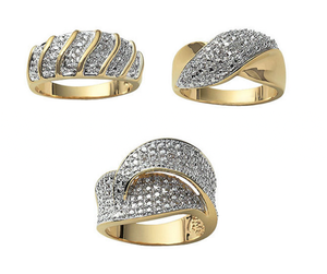 lot 203 image: New Two-Tone Diamond-Accent 3-Pc. Fashion Ring Set Size 10