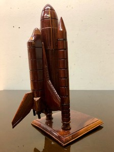lot 109 image: Very Cool Carved Wood Space Shuttle Display