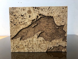 lot 110 image: Very Cool Lake Superior Cork Map Display