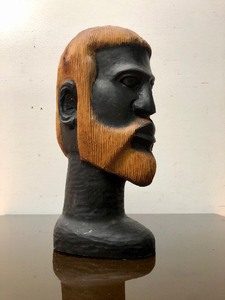 lot 117 image: Large Impressive Hand Carved Vintage Wooden Head Bust of Bearded Man