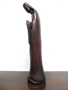 lot 224 image: Large Vintage Carved Wood Religious Figure