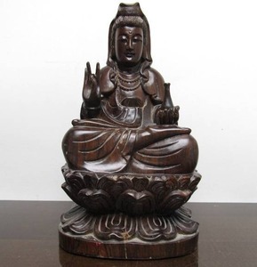 lot 225 image: Vintage Solid Wood Buddha Carving