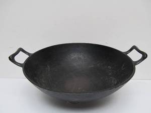 lot 13 image: Large Vintage Signed Japanese Cast Iron Wok