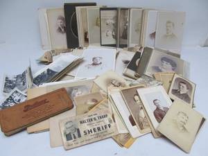 lot 43 image: Large Lot of Antique Cabinet Card Photos etc