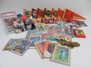 lot 47 image: Estate Lot of Vintage Sports Items Cards etc