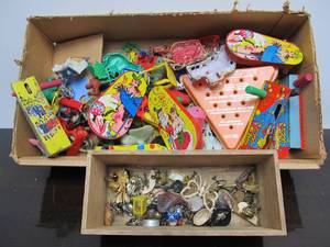 lot 57 image: Estate Lot of Vintage Toys Tin Noisemakers etc