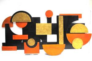 lot 87 image: Mid Century Style Abstract Geometric Wood Wall Art Sculpture