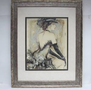 lot 88 image: Nice Early Paris Style Fashion Lady Art Framed 32