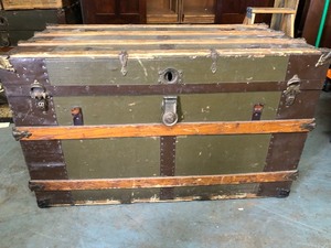 lot 127 image: Signed Antique Steamer Trunnk