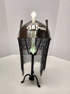 lot 159 image: Very Cool Metal Medieval Style Knights Helmet 