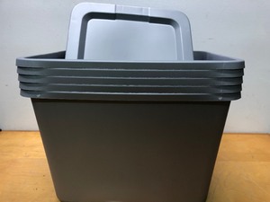 lot 270 image: Lot of 5 Brand New Plastic Totes wLids - Grey Sterilite