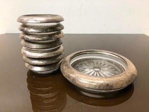 lot 300 image: Lot of Sterling Silver & Glass Coasters