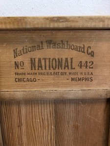 lot 320 image: 2 Antique Primitive Washboards including One wCrystal Glass Board