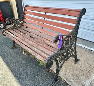 lot 329 image: Nice Park Bench wCast Iron Bench Ends