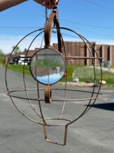 lot 351 image: Very Cool Outdoor Hanging Iron Orchid Viewer wMagnifying Lens