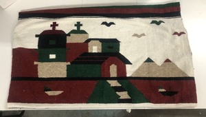 lot 338 image: Nice vintage Mexican Folk Art Spanish Mission Wool Blanket or Wall Hanging
