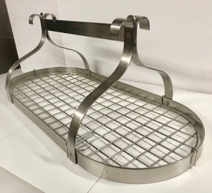 lot 343 image: Large Stainless Steel Kitchen UtensilPan Hanging Rack