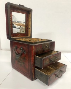 lot 359 image: Very Nice Smaller Vintage Oriental Dome-Top Cabinet wMirror