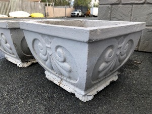 lot 383 image: Matching Pair of Heavy Solid Concrete Garden Planters