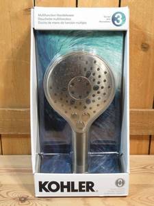 lot 2 image: Kohler Prosecco Multifunction Handheld Shower Head, Brushed Nickel Finish