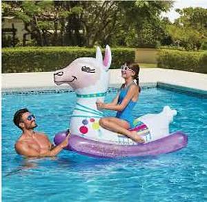 lot 25 image: Members Mark Inflatable Ride On LLama Float Over 5 Feet Long