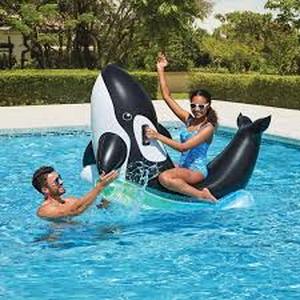 lot 26 image: Members Mark Inflatable Ride On Orca Float Over 5 Feet Long